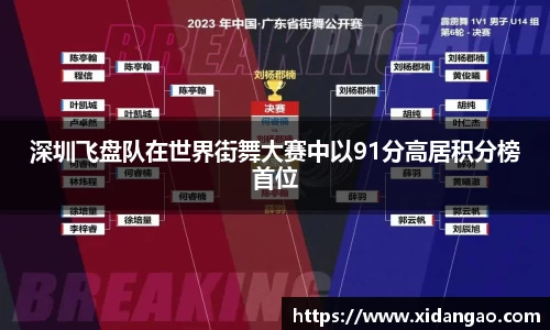 深圳飞盘队在世界街舞大赛中以91分高居积分榜首位